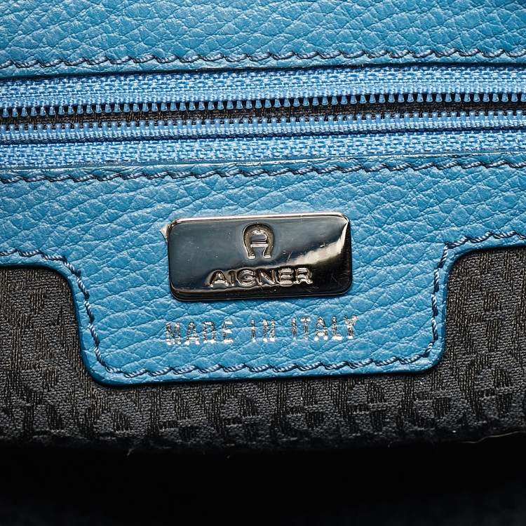 Pre Owned Aigner Blue Leather Cybill Tote