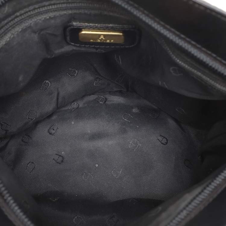 Pre Owned Aigner Black Signature Canvas And Leather Shoulder Bag