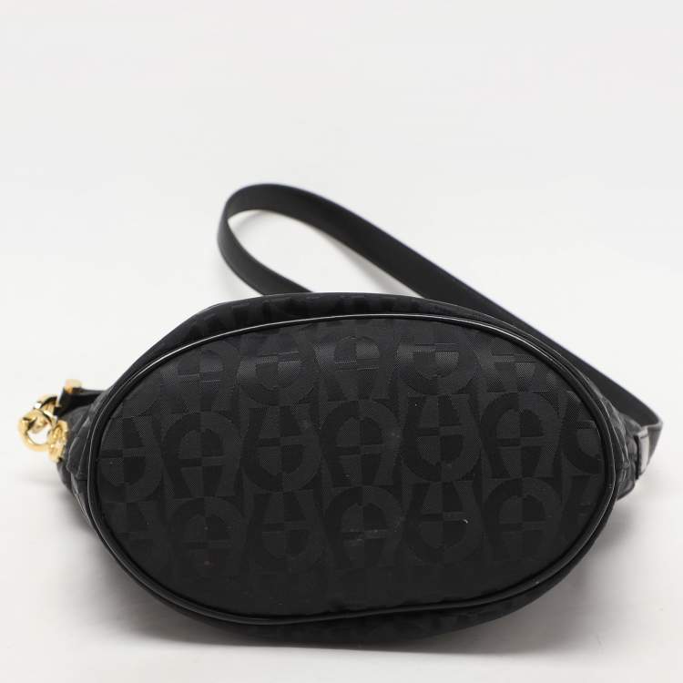 Pre Owned Aigner Black Signature Canvas And Leather Shoulder Bag