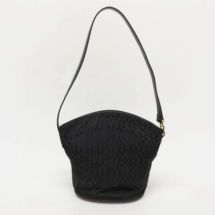 Pre Owned Aigner Black Signature Canvas And Leather Shoulder Bag