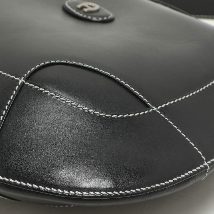 Pre Owned Aigner Black Leather Shoulder Bag