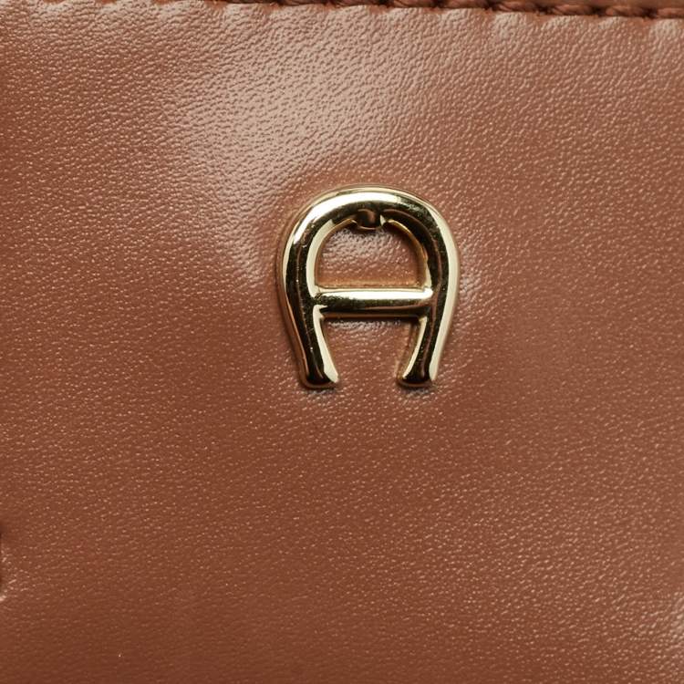 Pre Owned Aigner Brown Braided Leather Matera Tote