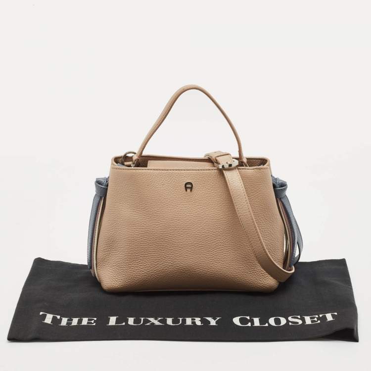 Pre Owned Aigner Beige Leather Top Handle Bag