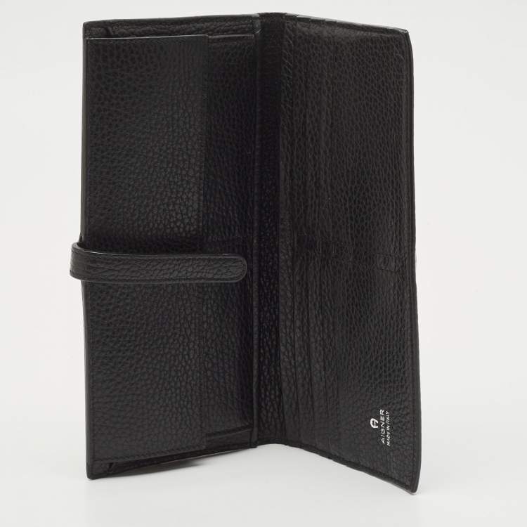 Pre Owned Aigner Black Leather Cybill Banknote Continental Wallet