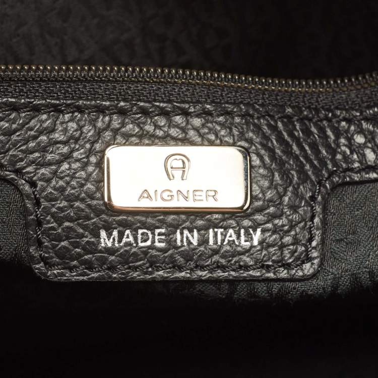 Pre Owned Aigner Black Leather Cybill Tote