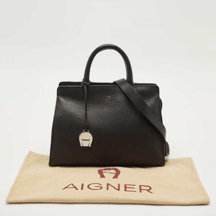 Pre Owned Aigner Black Leather Cybill Tote