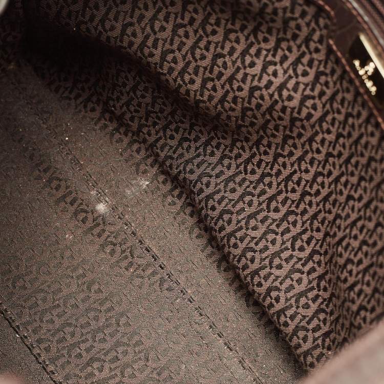Pre Owned Aigner Brown/Beige Signature Canvas and Leather Cavallina Tote
