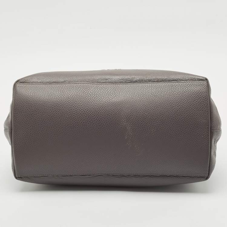 Pre Owned Aigner Grey Leather Zip Hobo