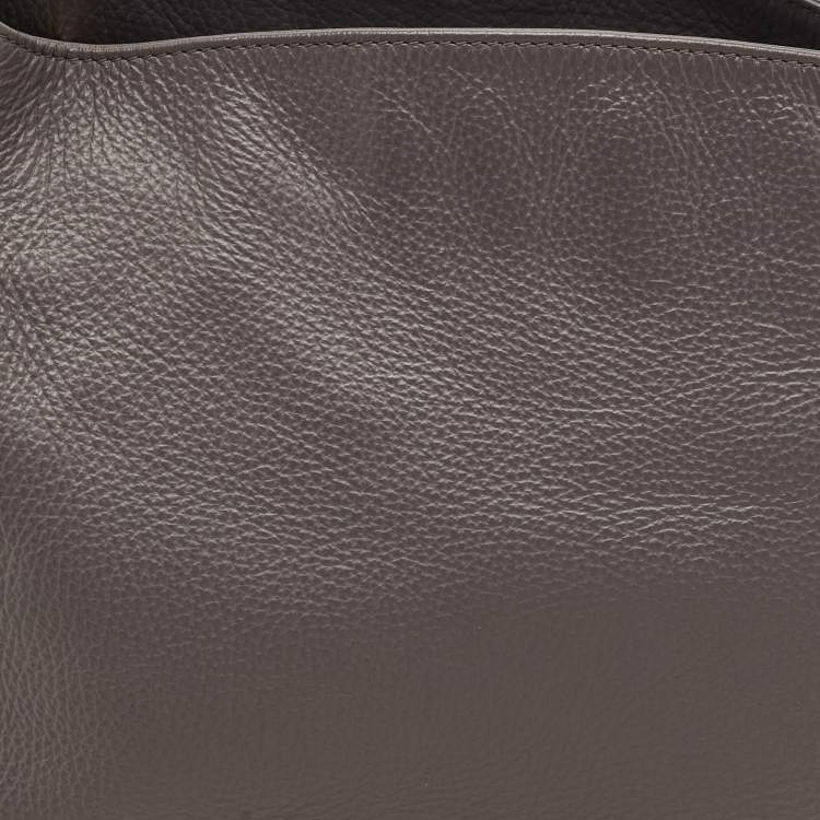 Pre Owned Aigner Grey Leather Zip Hobo