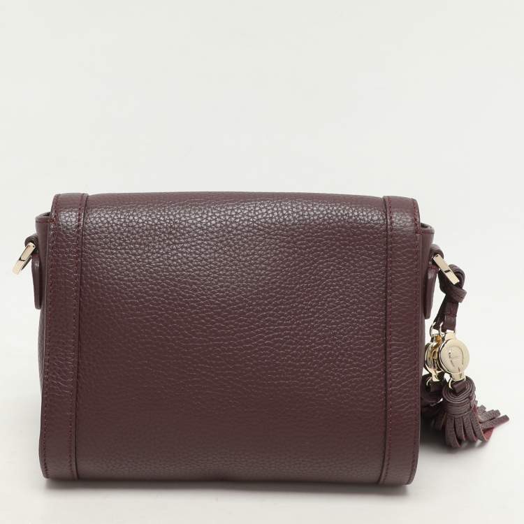 Pre Owned Aigner Burgundy Leather Cavallina Crossbody Bag