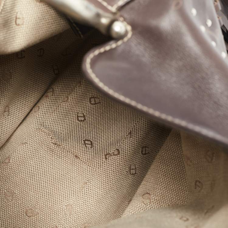 Pre Owned Aigner Dark Brown Leather Fringe Hobo