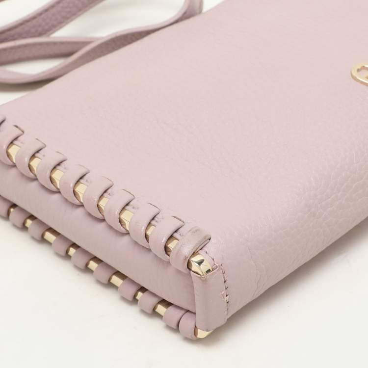 Pre Owned Aigner Lilac Leather Top Zip Shoulder Bag