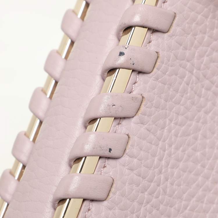 Pre Owned Aigner Lilac Leather Top Zip Shoulder Bag