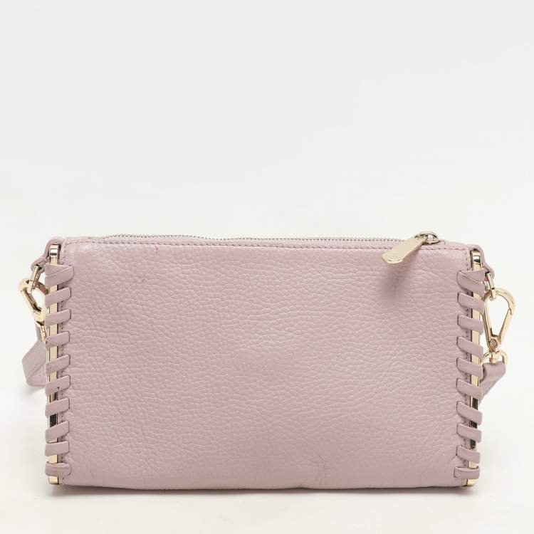 Pre Owned Aigner Lilac Leather Top Zip Shoulder Bag