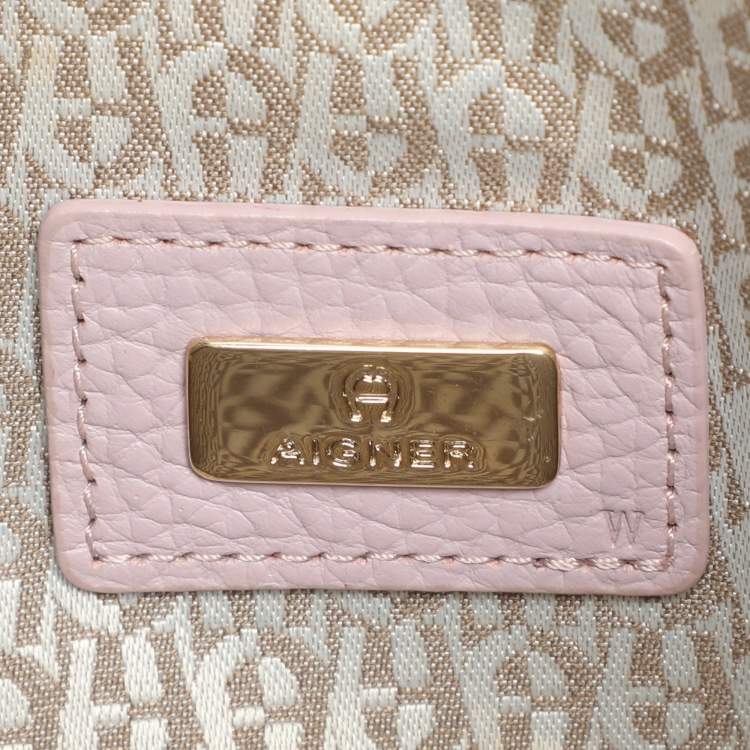 Pre Owned Aigner Lilac Leather Top Zip Shoulder Bag