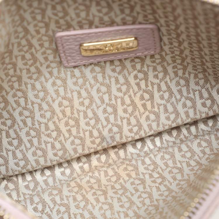 Pre Owned Aigner Lilac Leather Top Zip Shoulder Bag