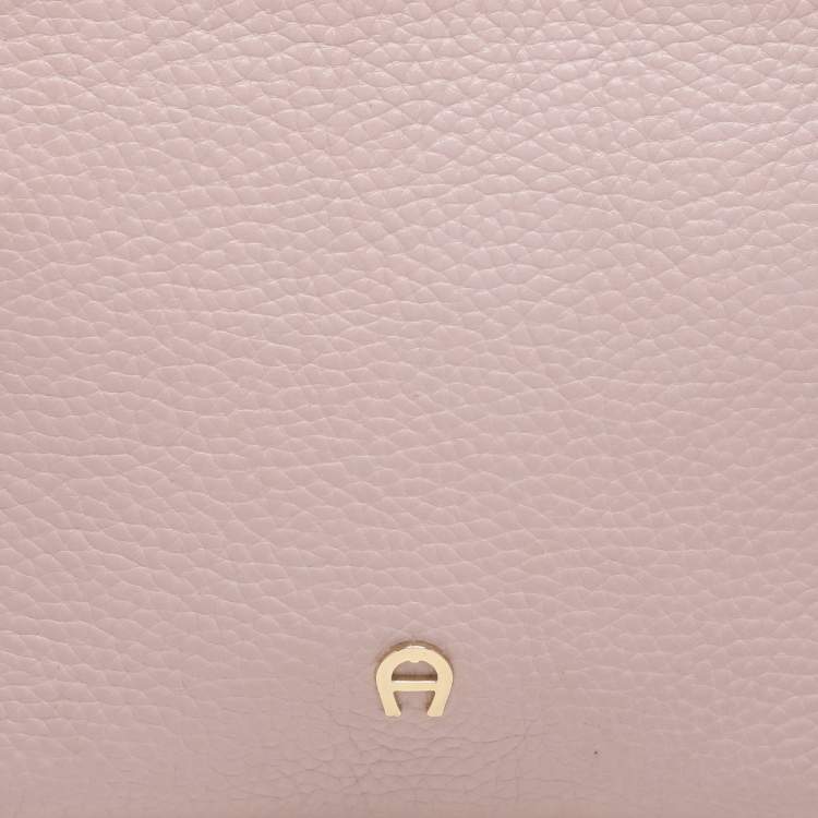 Pre Owned Aigner Lilac Leather Top Zip Shoulder Bag
