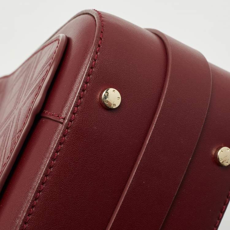 Pre Owned Aigner Burgundy Quilted Embossed Leather Top Handle Bag