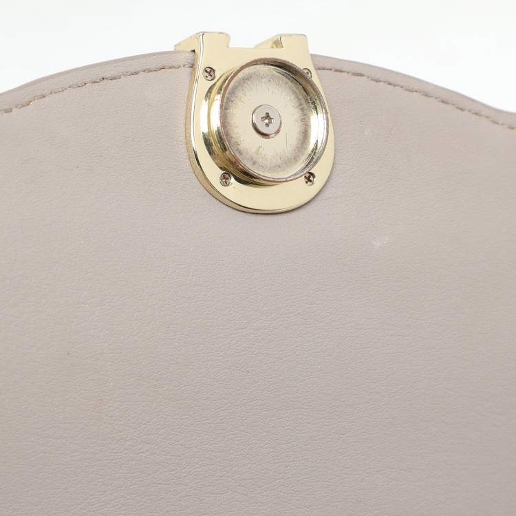 Pre Owned Aigner Taupe Signature Leather Mini Diadora Crossbody Bag