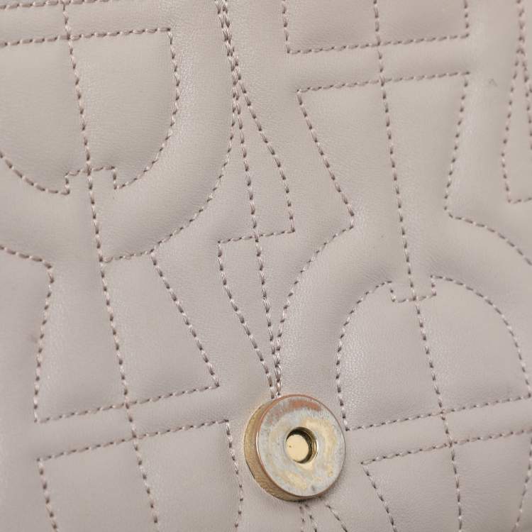 Pre Owned Aigner Taupe Signature Leather Mini Diadora Crossbody Bag
