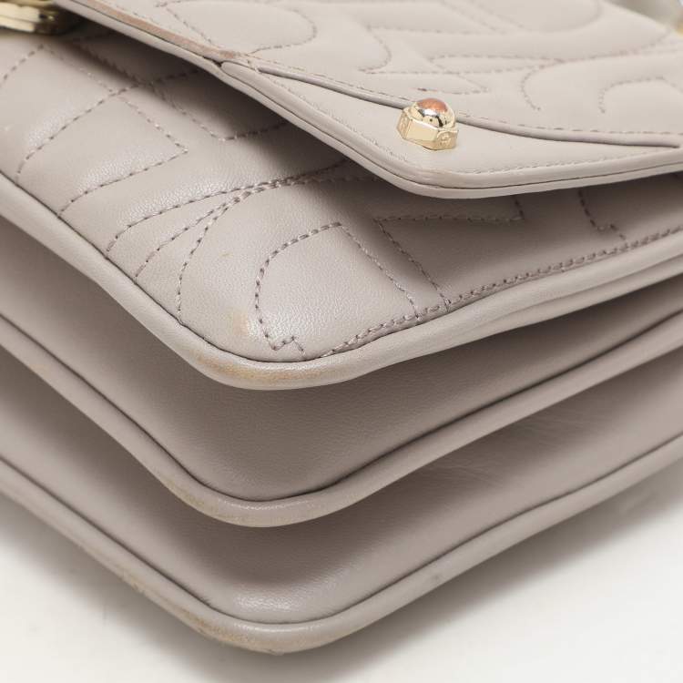 Pre Owned Aigner Taupe Signature Leather Mini Diadora Crossbody Bag