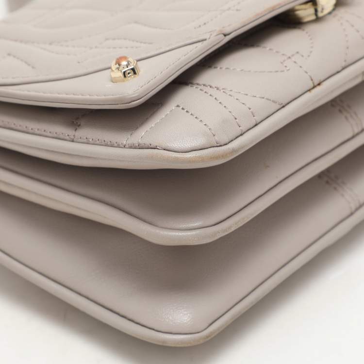 Pre Owned Aigner Taupe Signature Leather Mini Diadora Crossbody Bag