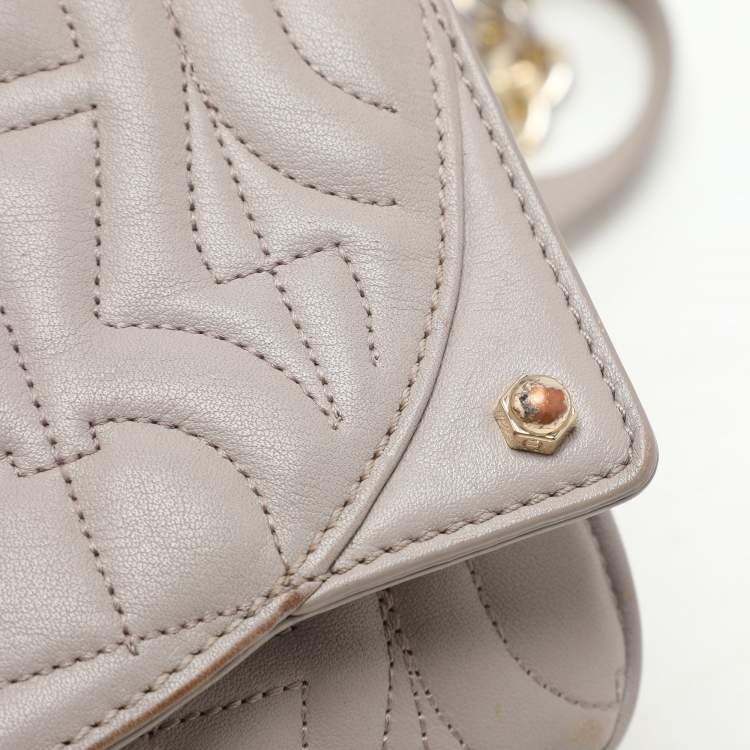 Pre Owned Aigner Taupe Signature Leather Mini Diadora Crossbody Bag
