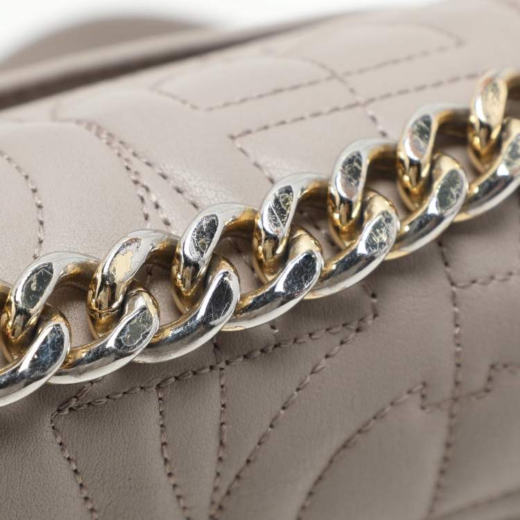 Pre Owned Aigner Taupe Signature Leather Mini Diadora Crossbody Bag