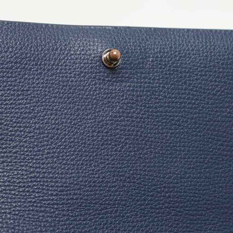 Pre Owned Aigner Navy Blue Leather Grazia Crossbody Bag