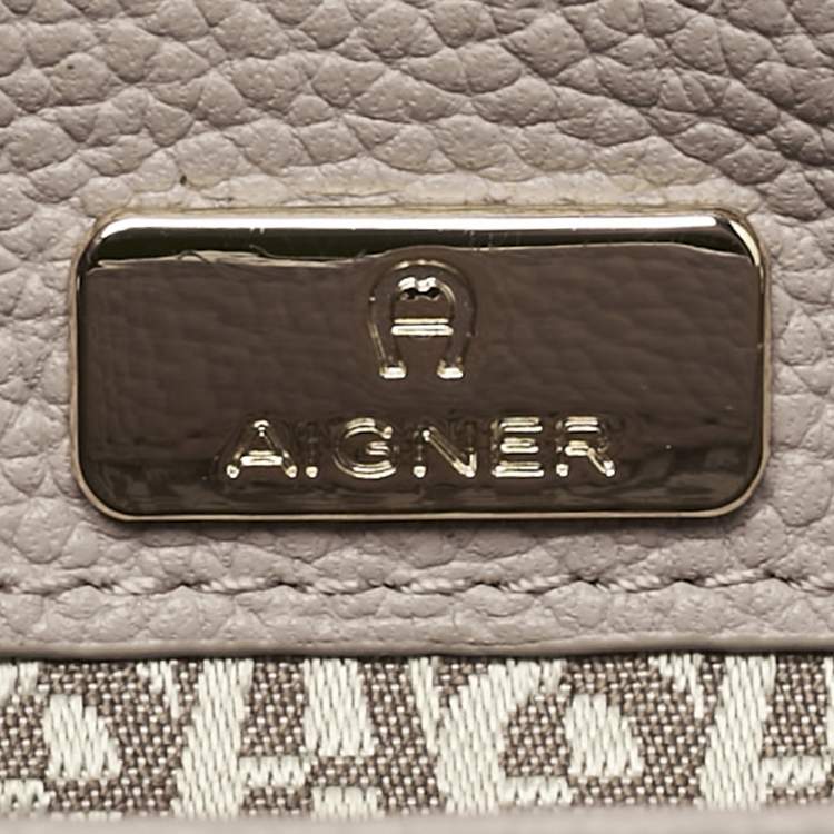 Pre Owned Aigner Old Rose Textured Leather Small Genoveva Top Handle Bag