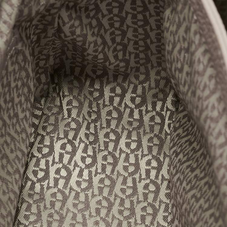 Pre Owned Aigner Old Rose Textured Leather Small Genoveva Top Handle Bag