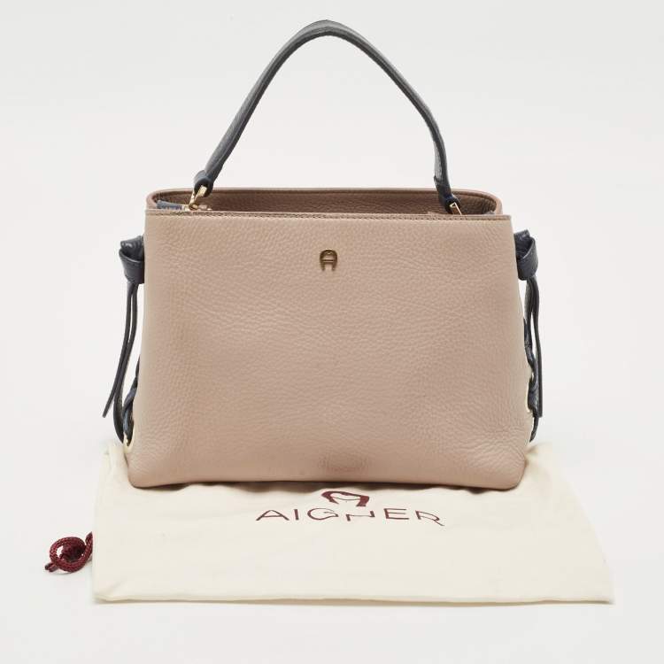 Pre Owned Aigner Blue/Light Mauve Leather Carla S Tote