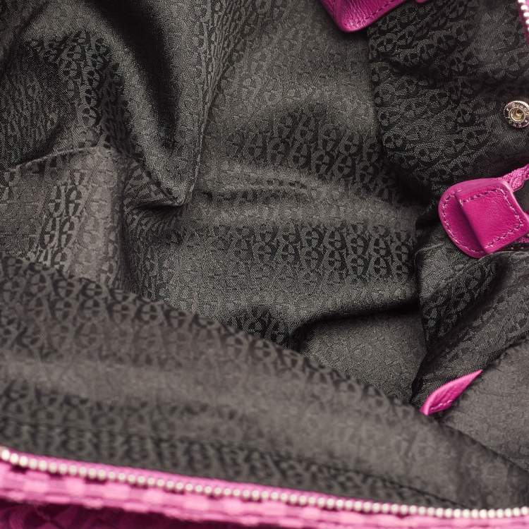 Pre Owned Aigner Fuchsia Signature Canvas and Leather Zip Tote