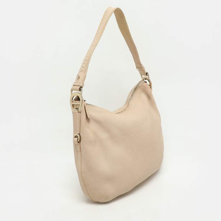 Pre Owned Aigner Beige Leather Hobo 
