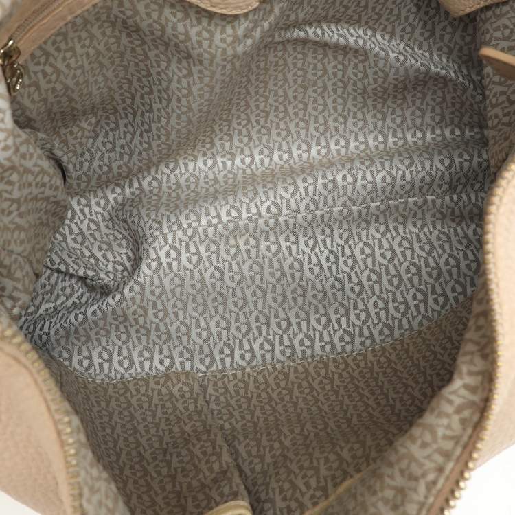 Pre Owned Aigner Beige Leather Hobo 