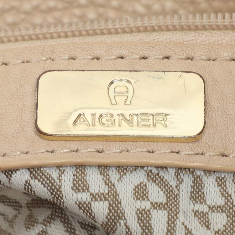 Pre Owned Aigner Beige Leather Hobo 