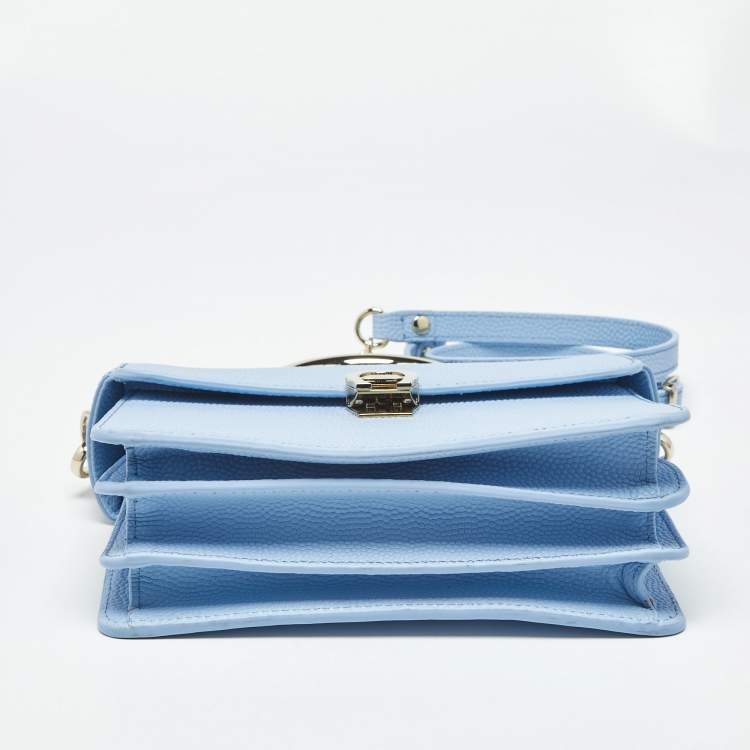 Pre Owned Aigner Light Blue Leather Small Genoveva Top Handle Bag