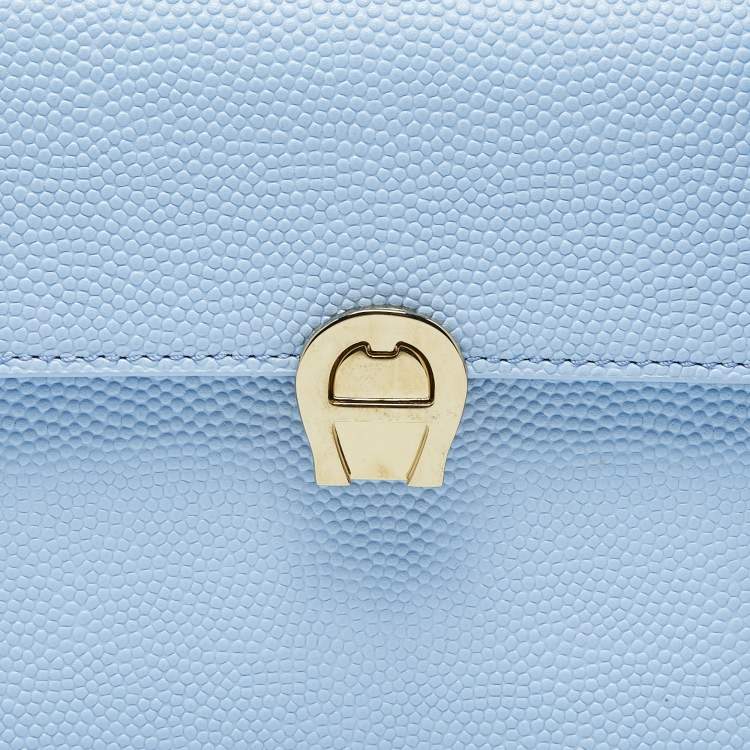 Pre Owned Aigner Light Blue Leather Small Genoveva Top Handle Bag