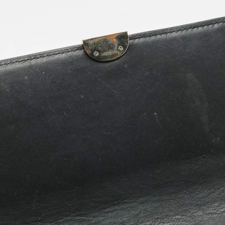 Pre Owned Aigner Black Leather Logo Embossed Genoveva M Top Handle Bag