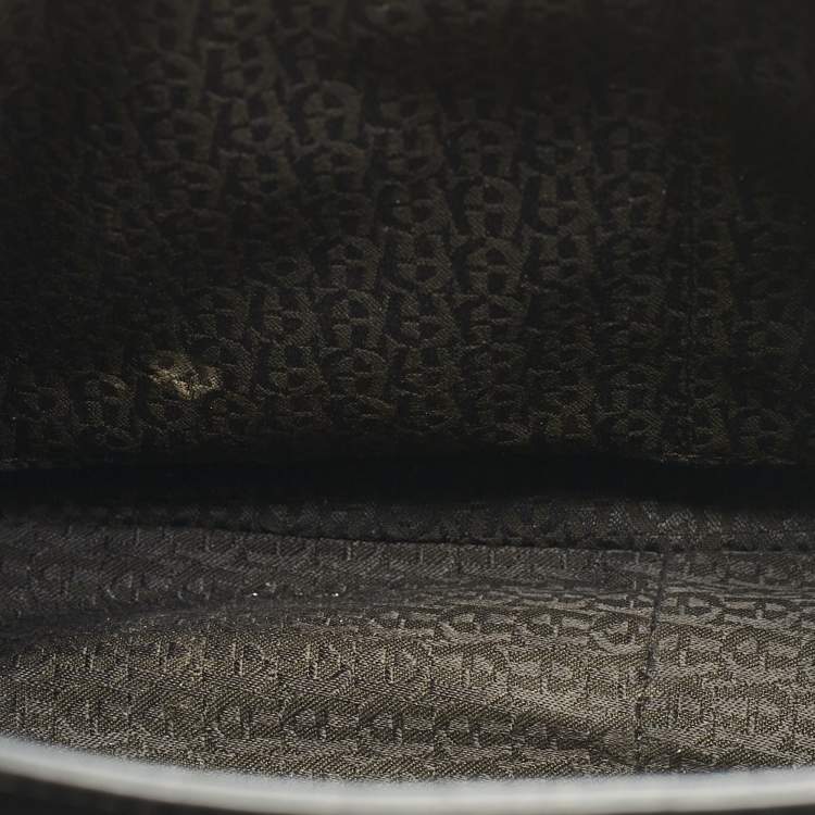 Pre Owned Aigner Black Leather Logo Embossed Genoveva M Top Handle Bag