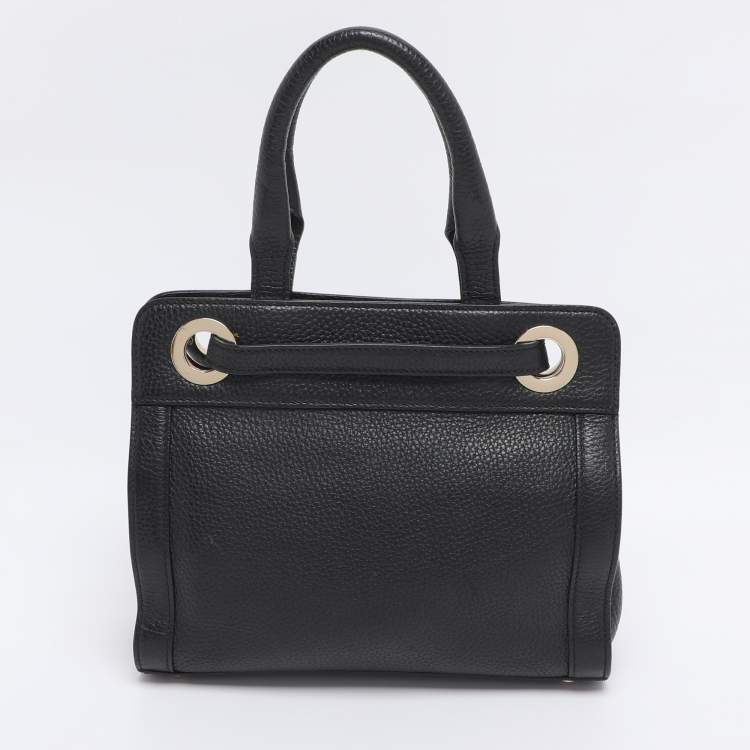 Pre Owned Aigner Black Leather Cavallina Tote