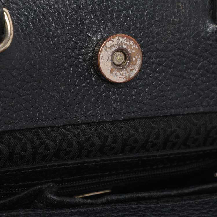 Pre Owned Aigner Black Leather Cavallina Tote