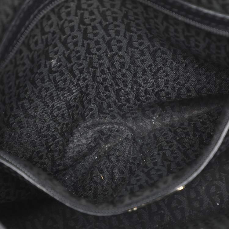 Pre Owned Aigner Black Leather Cavallina Tote