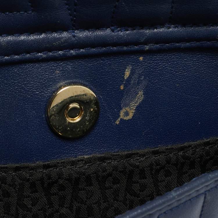 Pre Owned Aigner Navy Blue Embossed Leather Diadora S Crossbody Bag