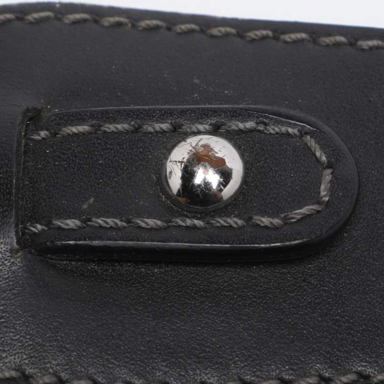 Pre Owned Aigner Grey/Black Coated Canvas and Leather Hobo