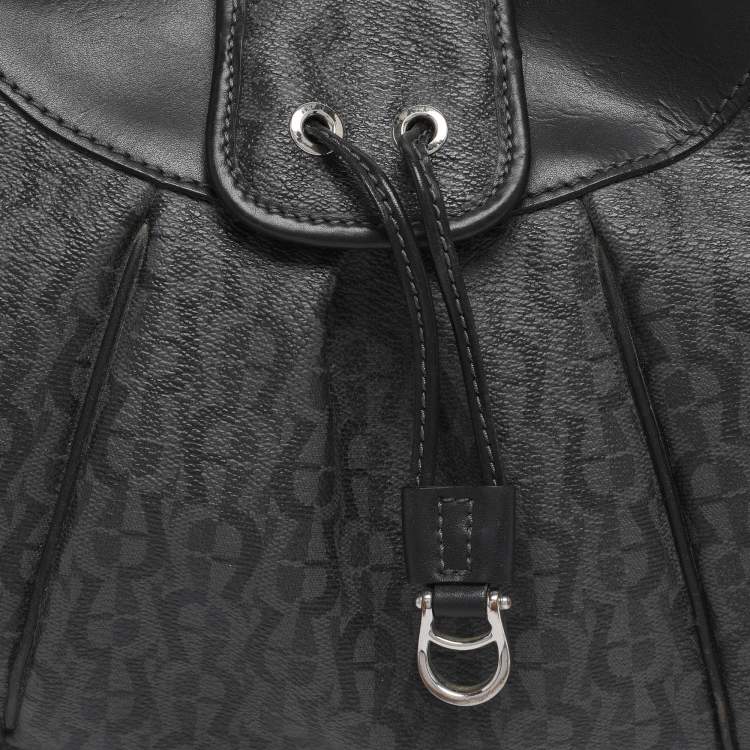Pre Owned Aigner Grey/Black Coated Canvas and Leather Hobo