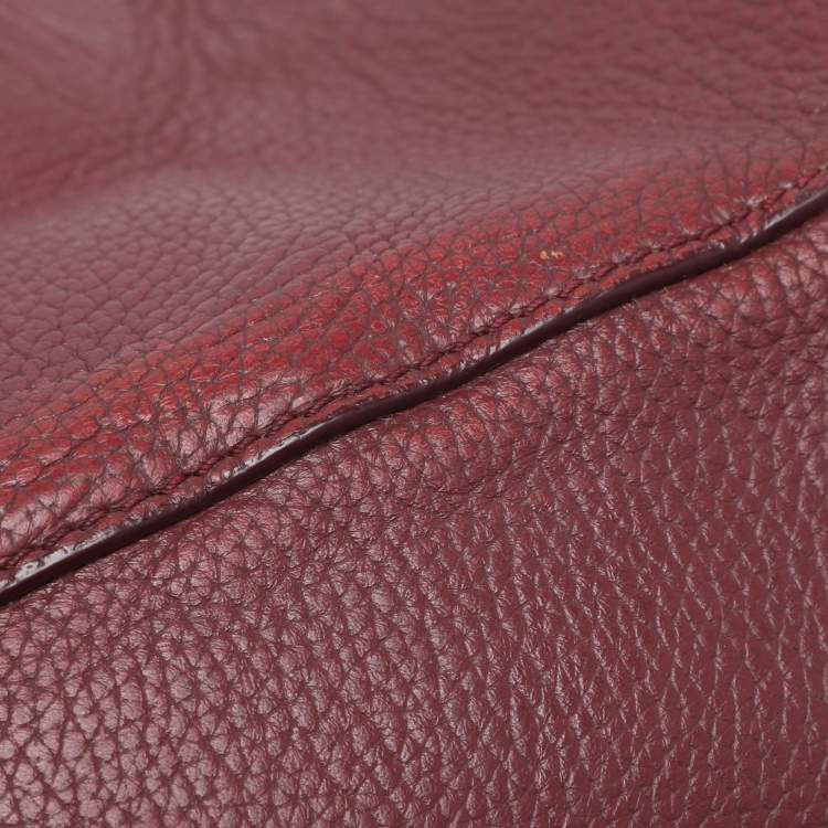 Pre Owned Aigner Burgundy Leather Flap Isabella Top Handle Bag