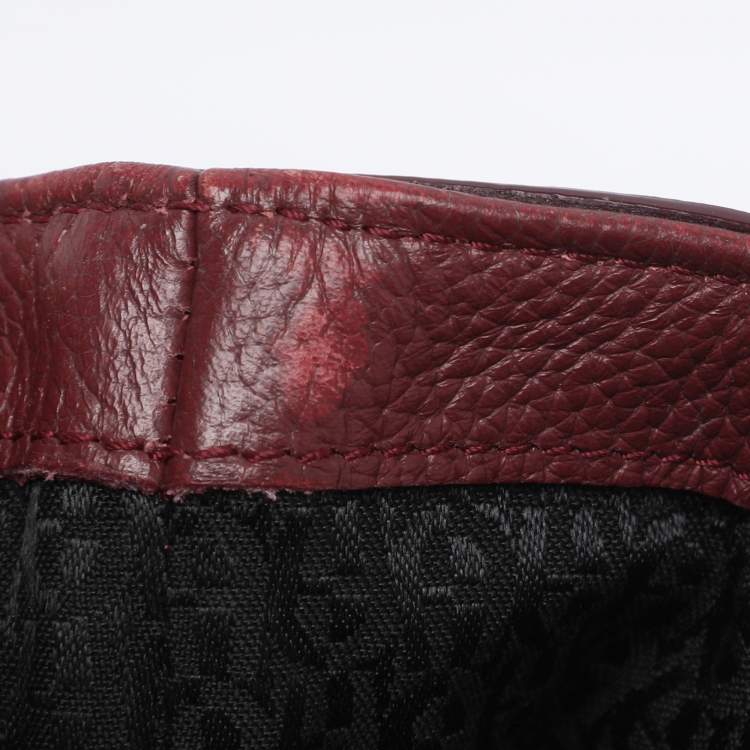 Pre Owned Aigner Burgundy Leather Flap Isabella Top Handle Bag