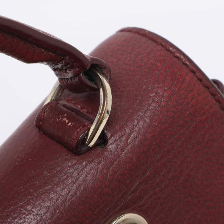 Pre Owned Aigner Burgundy Leather Flap Isabella Top Handle Bag