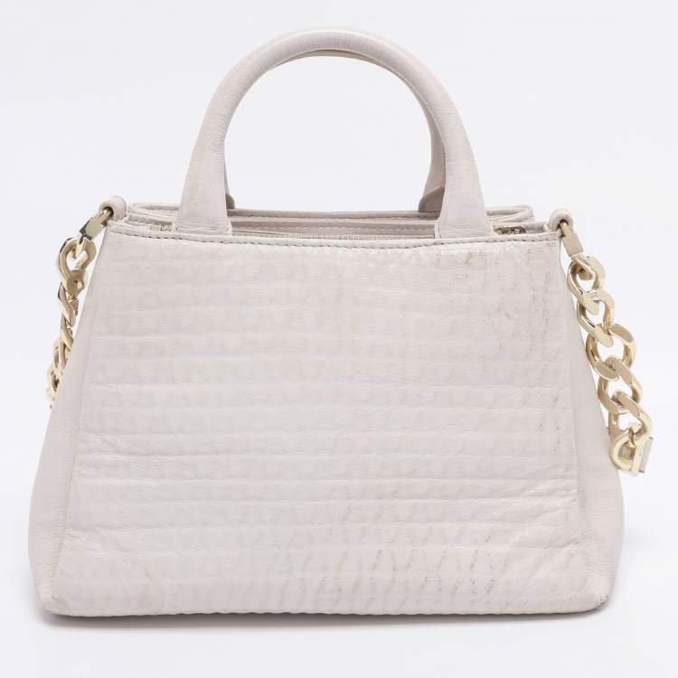 Pre Owned Aigner Off-White Leather Olivia Tote